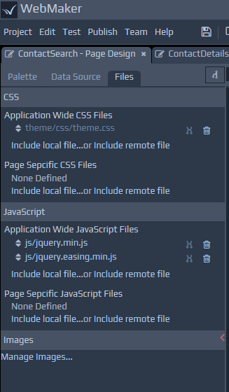 Page Design - Files Tab